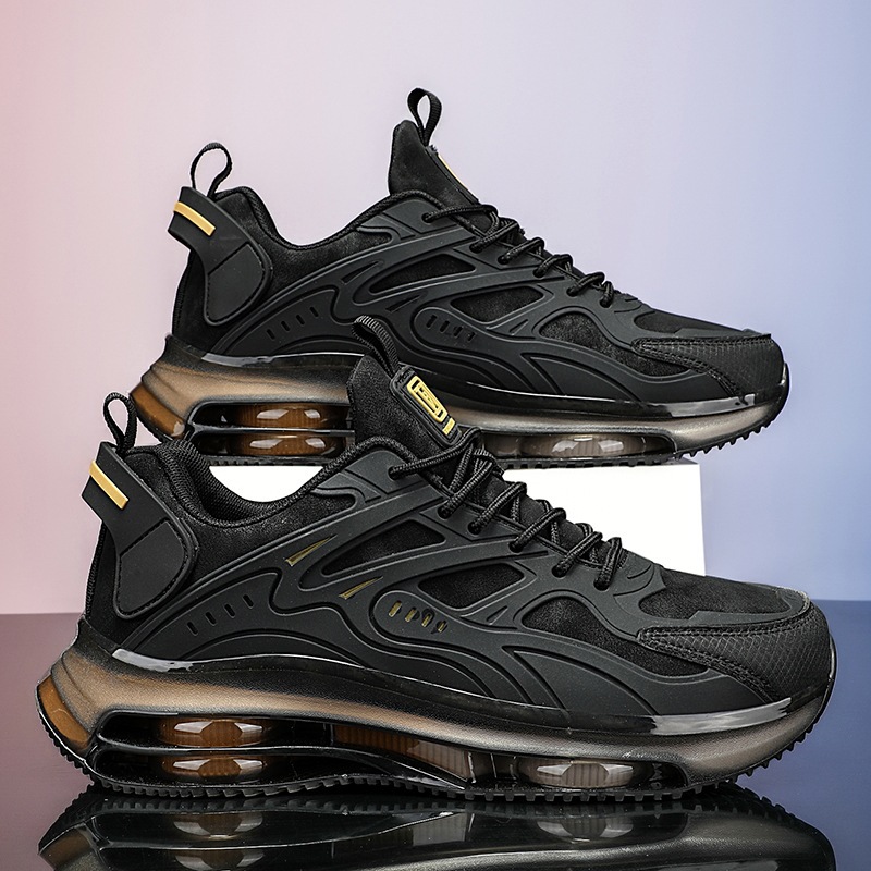 Zapatos de hombre transfronterizos, deportes de primavera, ocio, correr, amortiguación, colchón de aire, aumento, zapatos de moda de papá samurai negro de todo fósforo juvenil
