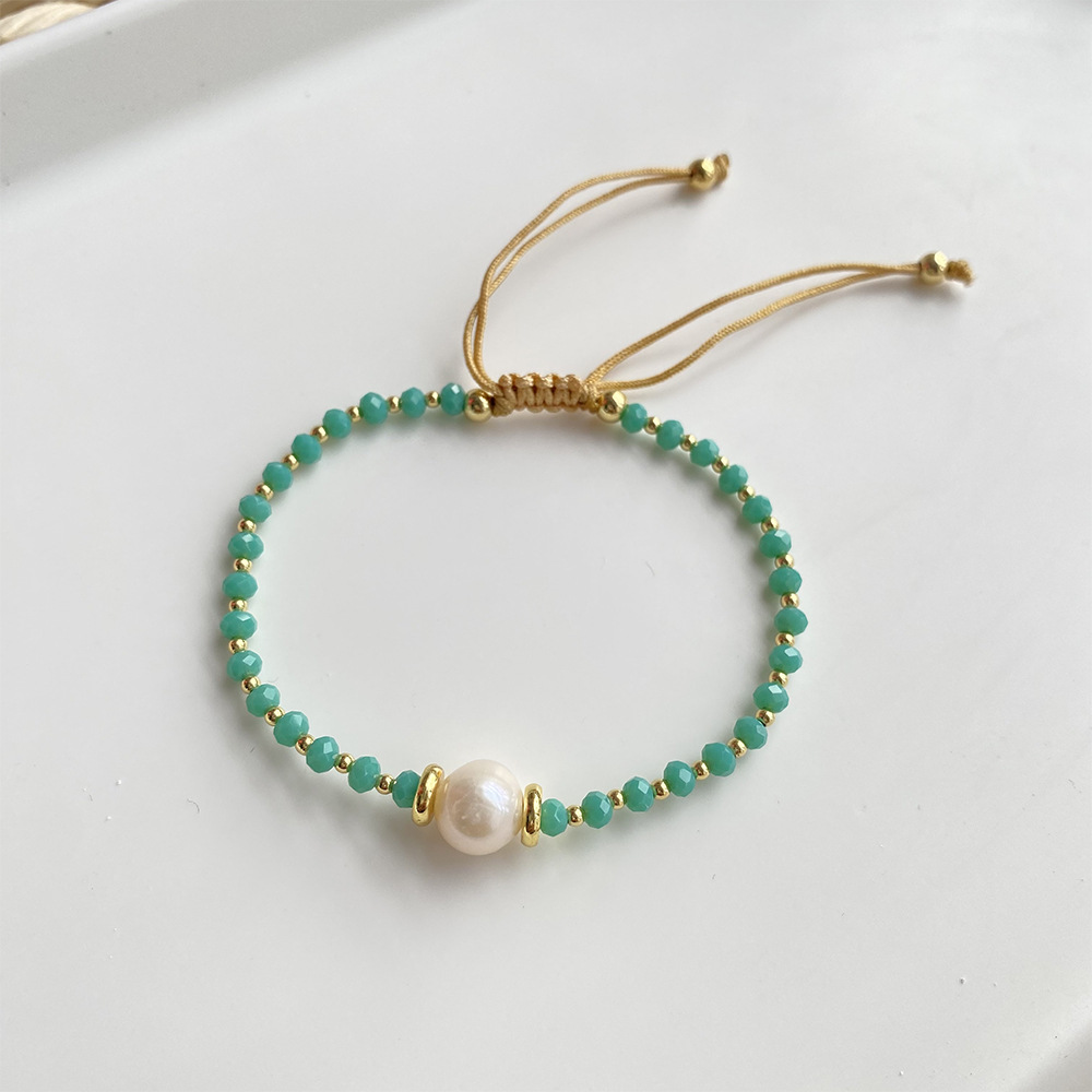 Unisex Gender 1 Piece Fashion Geometric Artificial Crystal Freshwater Pearl Beaded Unisex Bracelets