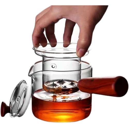 Heat-resistant borosilicate glass teapot with side handle, health pot, tea brewing set, flower tea pot, tea set, tea brewing tool