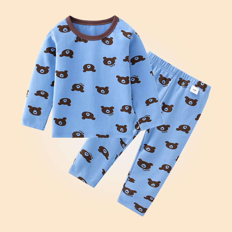 abbigliamento per bambini set di vestiti per la casa stampa orso cartone animato delicato sulla pelle e comodo per bambini e bambini di mezza età un pezzo spedizione diretta_voghion.com
