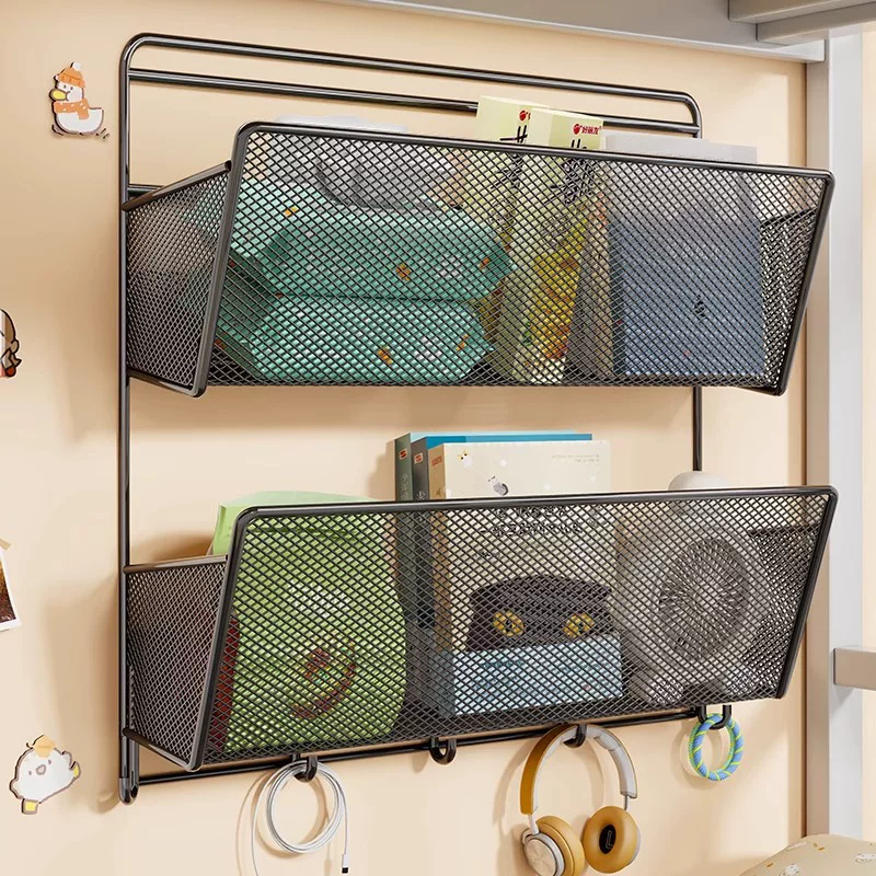 Door wall storage rack for students dormitory wall storage rack for bedside large capacity hanging basket