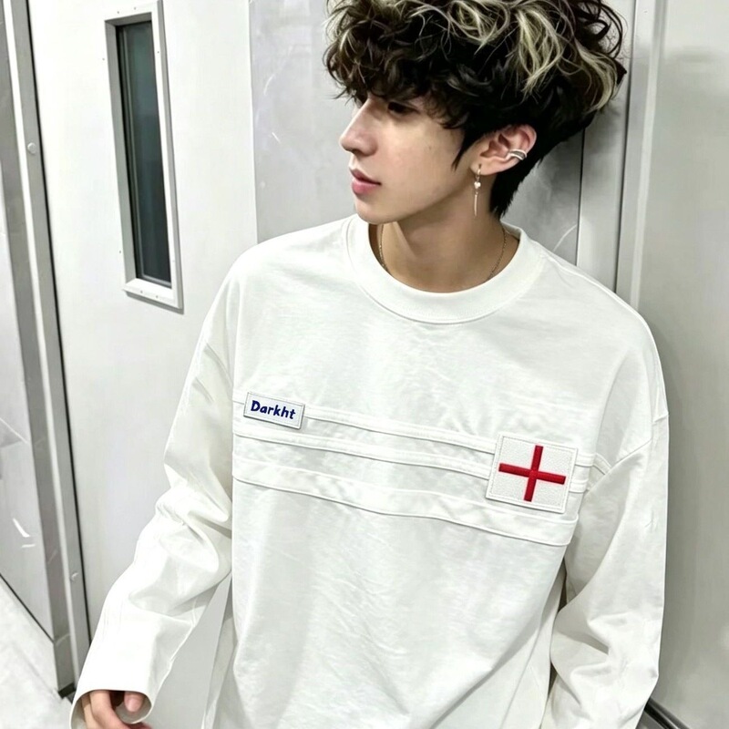 Versatile long-sleeved three-stripe men's England sports sweatshirt 2026 American-style trendy embroidered casual shirt new spring and autumn collection