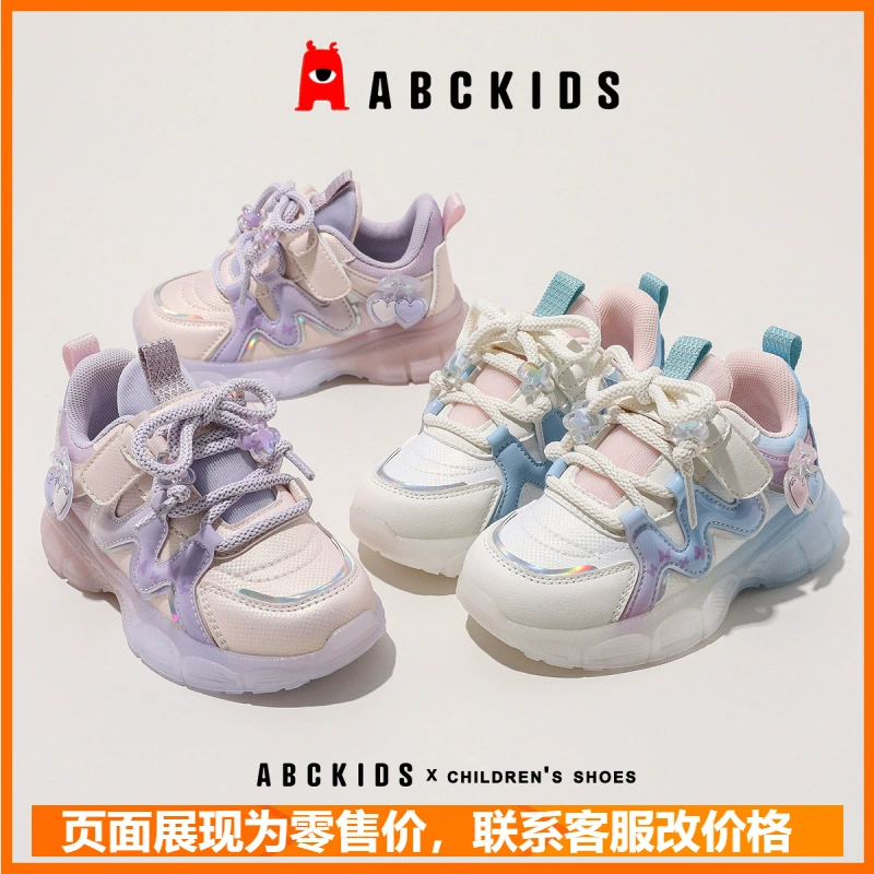 Спортивная обувь для девочек ABC 2024 Детская обувь Весенняя детская сетчатая обувь для девочек липучка шнуровка дышащая папочка обувь