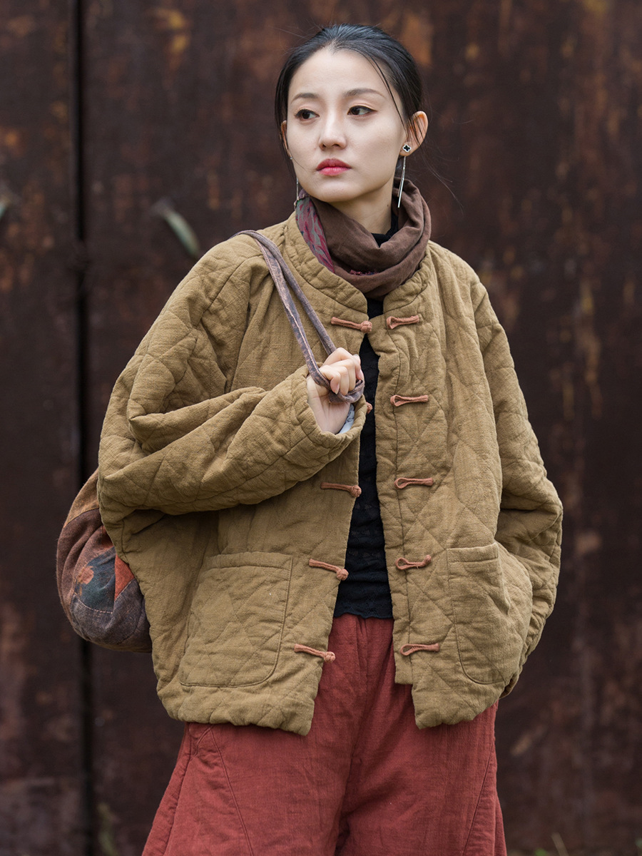 Chaqueta Acolchada para Mujer de Ramio y Algodón Térmica para Invierno