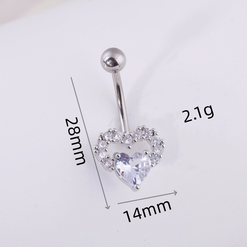 Zircon Bow Leaf Navel Ring Belly Button Ring Piercing Jewelry Wholesale detail image 14