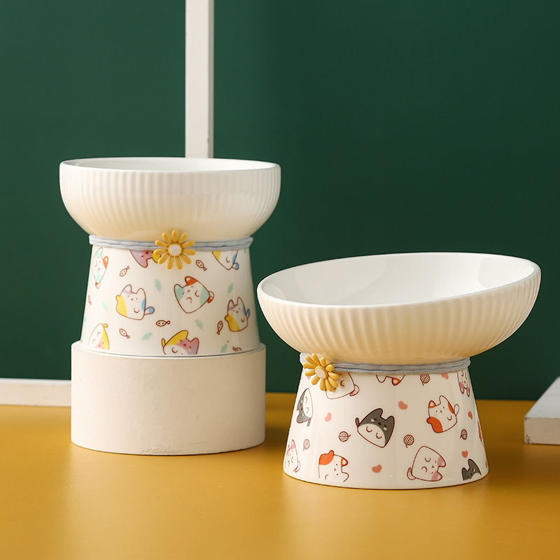 Ceramic Cat Bowl Anti-black Chin Anti-knock Drinking Bowl Cat Pet Supplies Cat Food Bowl Cat Food Basin Dog Bowl