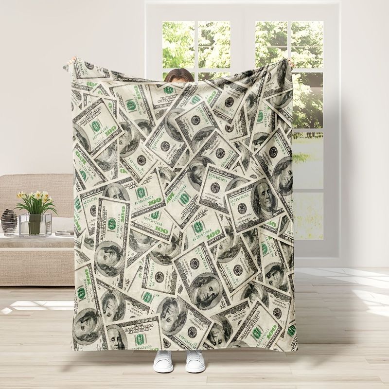 クロスボーダー多用途ドル柄毛布 オフィス用ブランケット フランネル製 個性的なクリエイティブカーペット メーカー ミリオンブランケット ふわふわ|undefined
