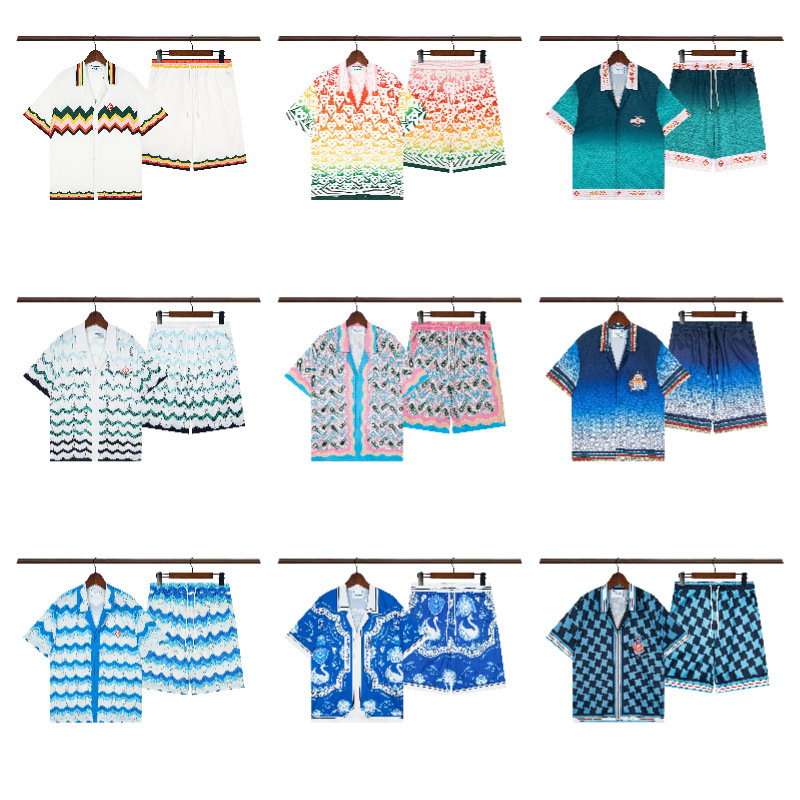 American Casablanca Short-Sleeved Floral Shirt Hawaiian Beach Vacation Style Fashion Shirt Shorts Suit for Men