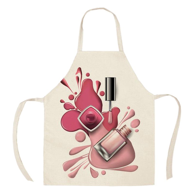 Esmalte de uñas Rosa transfronterizo serie delantal de lino productos para el hogar delantal personalizado multi-tamaño WQ01