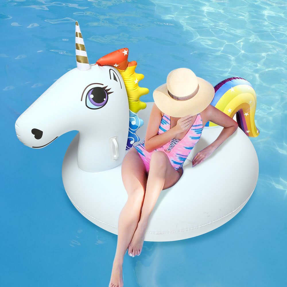 Inflatable rainbow swimming ring PVC