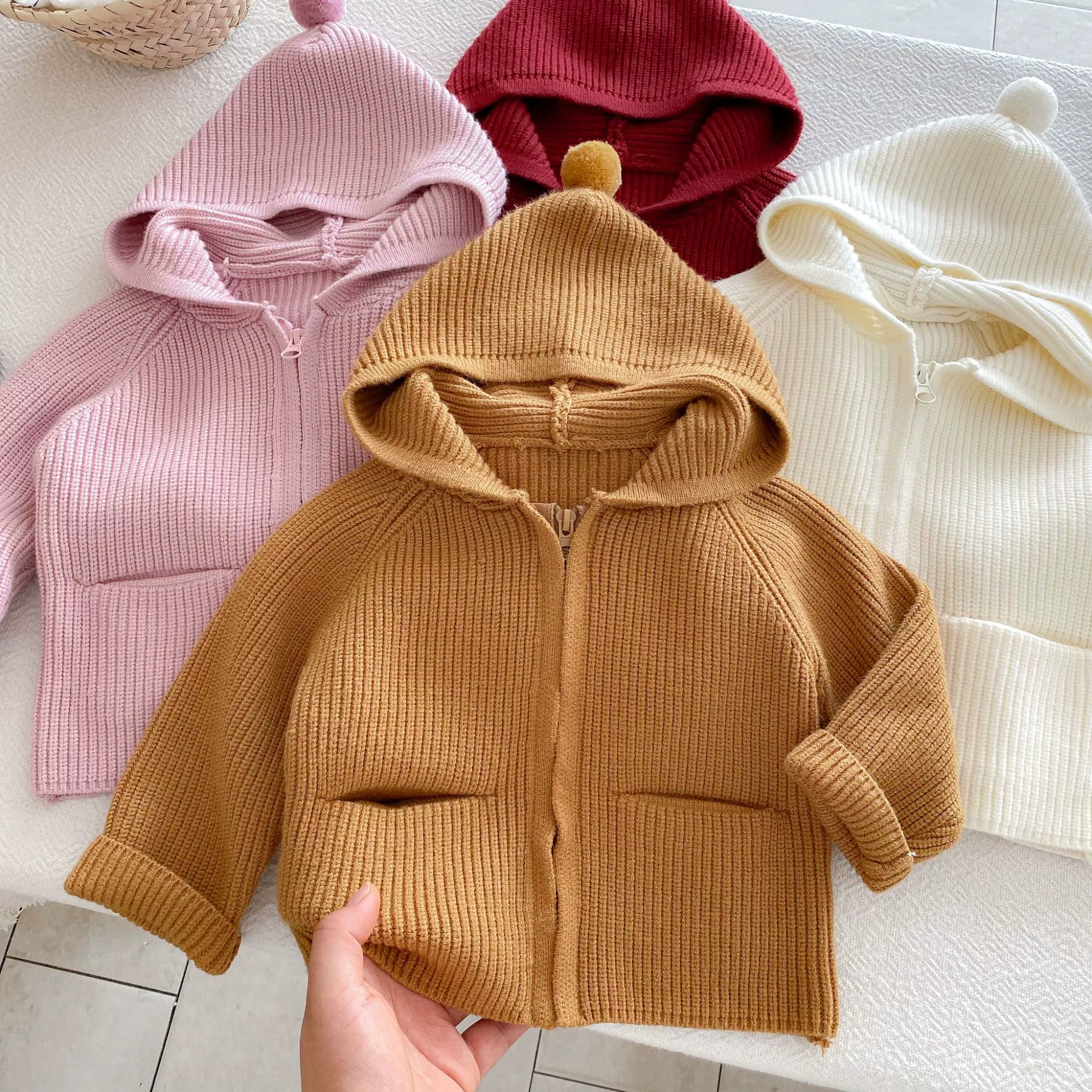 Demi-season cute sweater with hood, jacket, keep warm cardigan for early age, shirt, western style