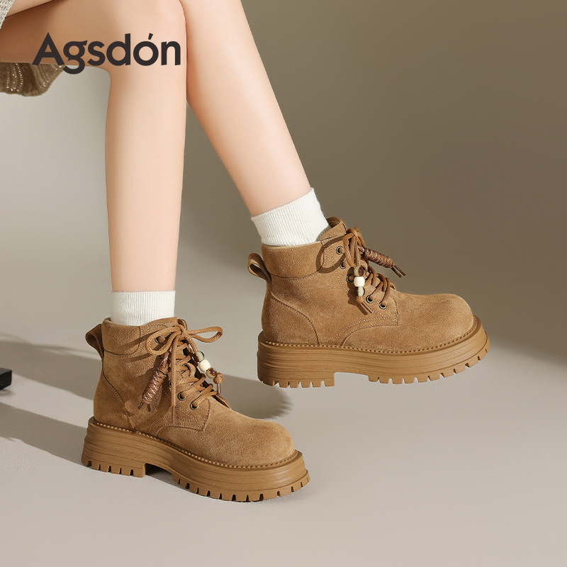 Augu Lion-Deng grueso botas Martin mujeres 2025 nuevas botas de invierno Merrard de ruibarbo botas al aire libre botas de herramienta de lana cortas image 3