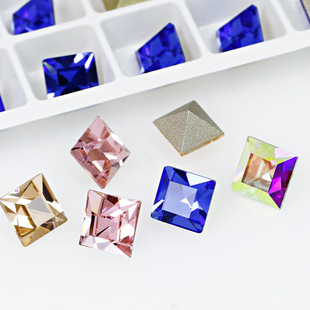 Dongzhou nail drill super flash K9 pointed bottom drill DIY accessories 4MM square glass drill crystal special-shaped drill