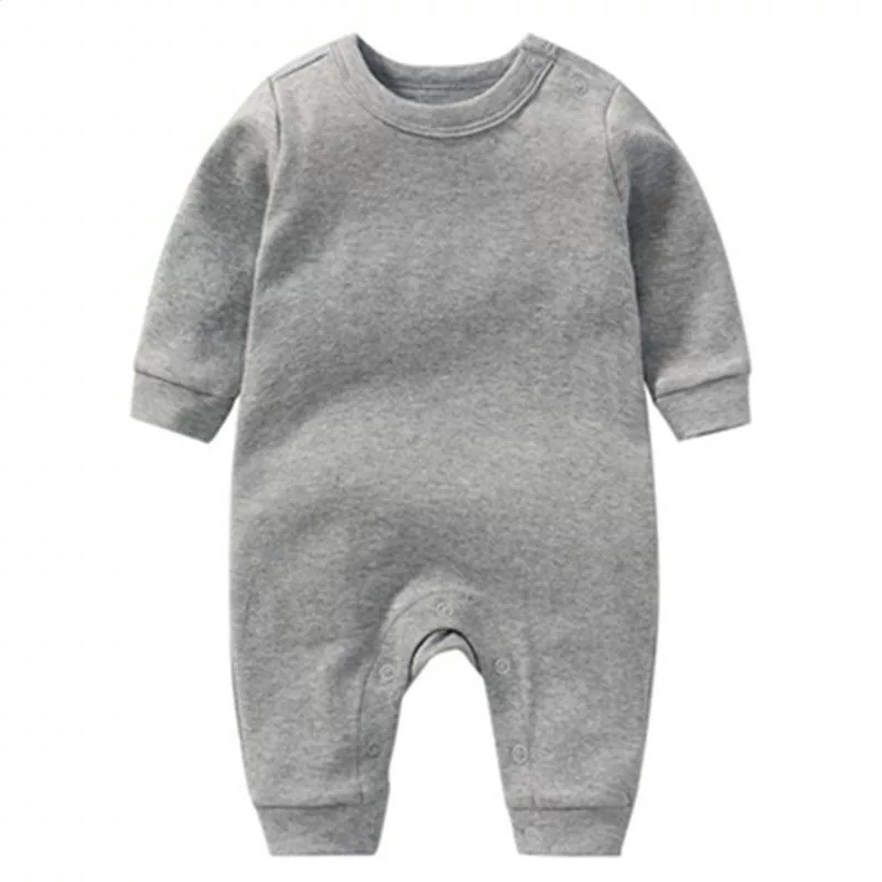 Детский комбинезон с длинным рукавом, пижама, демисезонный solid bodysuit для новорожденного
