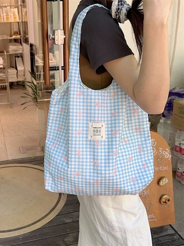 44301 Large Capacity Simple Embroidered Butterfly Bow Canvas Shoulder Bag Open Mouth Women's Shopping Bag Tank Bag