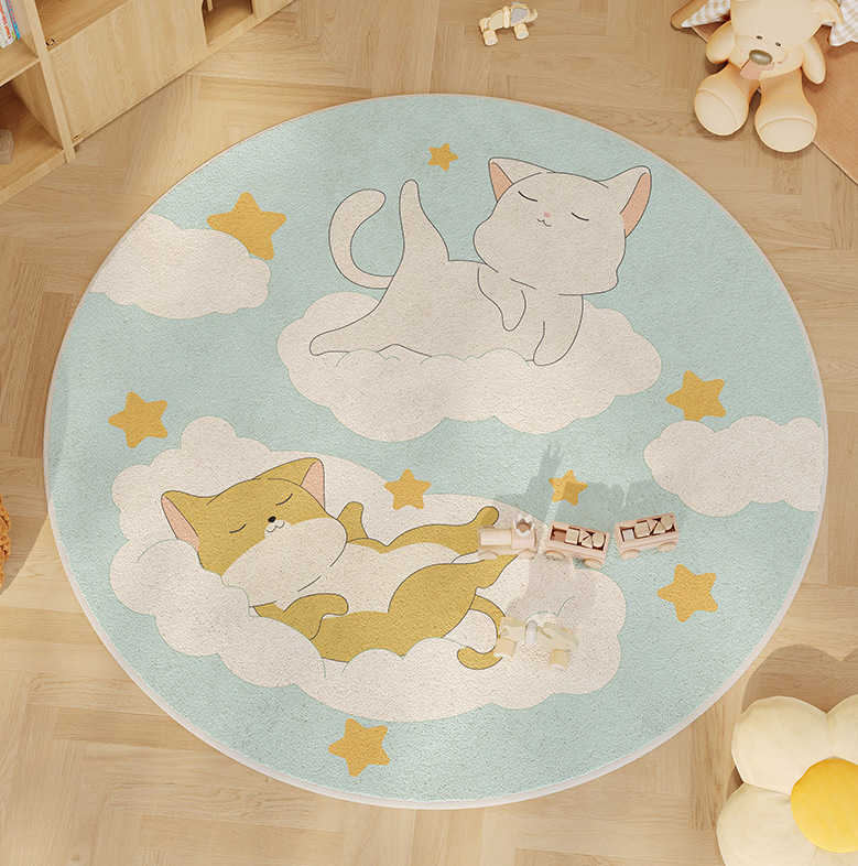 Alfombra redonda, alfombra de felpa para sala de estar, habitación de niños engrosada, dormitorio de dibujos animados, manta lateral de cama, silla giratoria de estudio, almohadilla insonorizada
