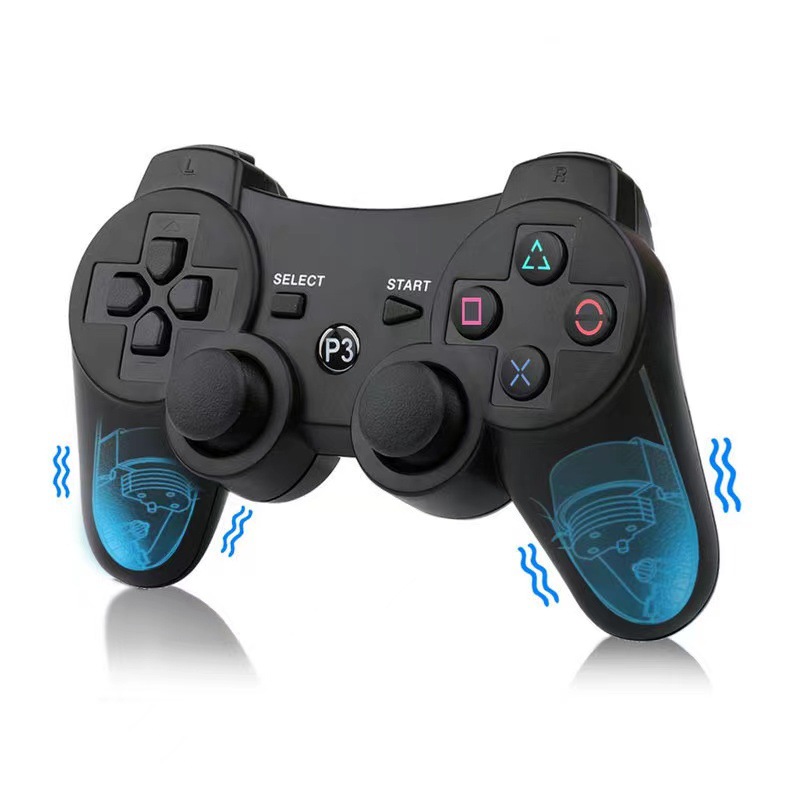 Mando inalámbrico Bluetooth para juegos PS3 con mango curvo de transferencia de agua de doble vibración, diseño transfronterizo P3, sin infracciones.