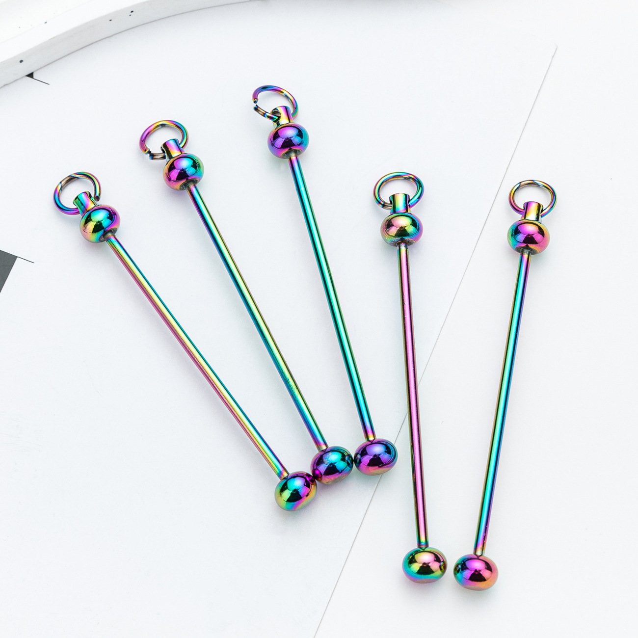 Creativo nuevo poste con cuentas de bricolaje spot color degradado hecho a mano llavero accesorios colgantes al por mayor