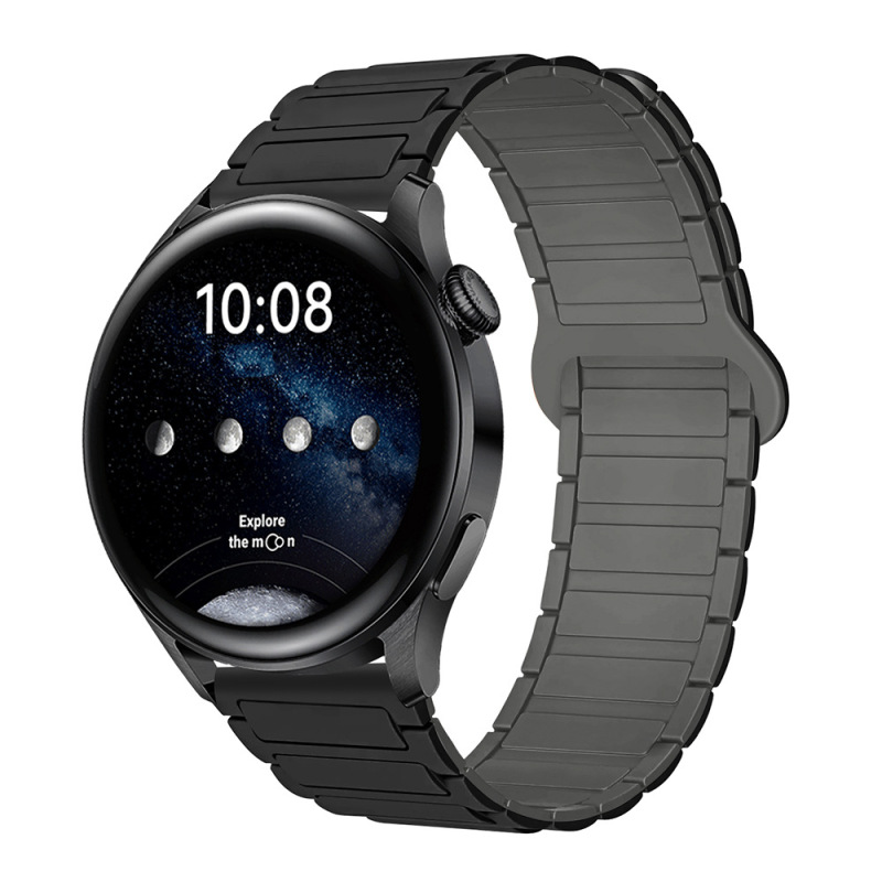 适用三星华为表带GT3/4/5荣耀watch4567二代三珠硅胶磁吸手表带|undefined
