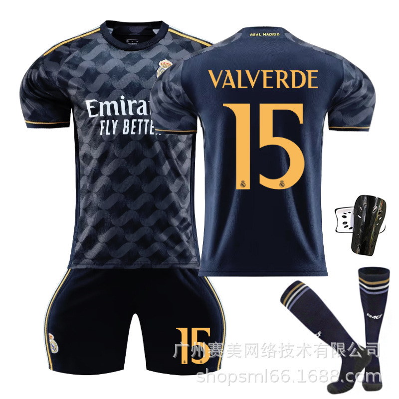 2324 Real Madrid fuera de zafiro azul Jersey N ° 10 Modrich 7 Winnie Croc 5 Bellingham fútbol uniforme traje