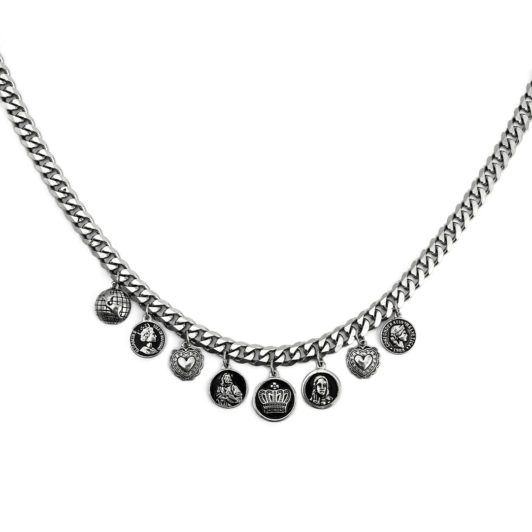 Tuulimetallikuvioinen yksikerroksinen pinottu pyöreä ripustuskaulakoru naisten kylmän ilman solisluun kuubalainen luova kaula_voghion.com