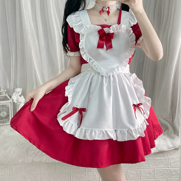 Red [skirt+apron+neck decoration+headwear]