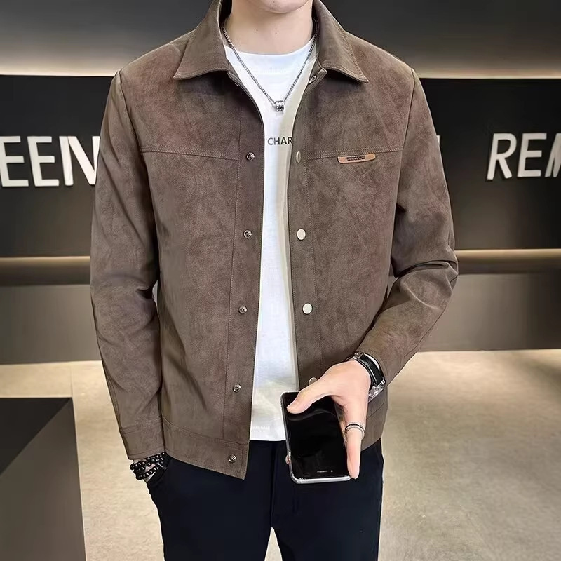 Autumn and Winter Versatile Jacket for Men, New Youthful Style, Trendy Brand, Loose Fit, Suede Double-Layered, Stylish Outerwear