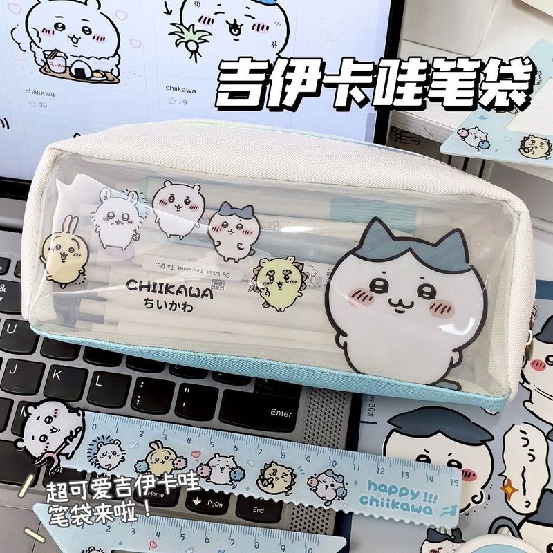 起爆吉伊卡わぁ透明筆袋アニメかわいい鉛筆ケース大容量中学校小学生党文房具袋|undefined