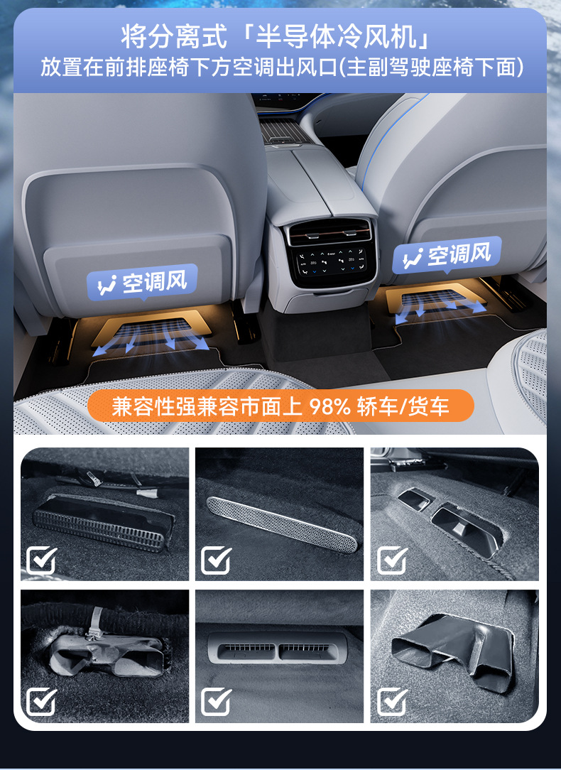 Brand New Replacement Detachable Ai Single-Core External Semiconductor Cooling Fan Seat Cushion with Ice Sensation for Summer Use in Cars