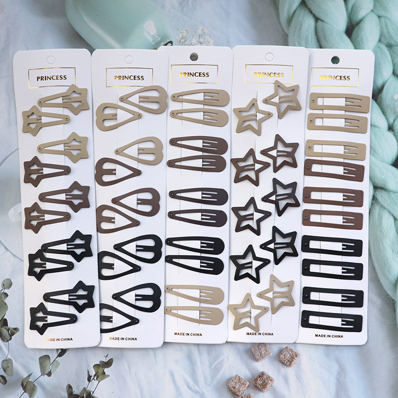 European and american cross-border milk brown metal bb clip paint side clip bangs broken hairpin simple hair accessories headdress suit