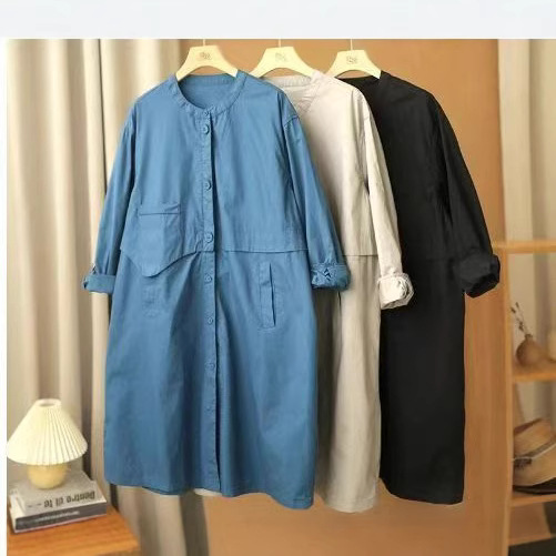 Mid-Length Shirt Jacket Cross-Border 2025 Japanese and Korean Spring & Fall New Loose Large Size Thin Casual Windbreaker Jacket for Women