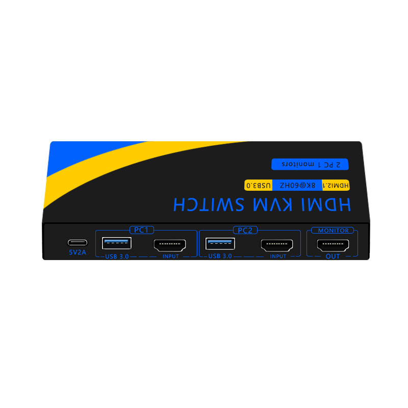 8K HDMI Kvm Switch with Usb3.0 8K@60Hz Audio and Video Switcher Two-In-One-Out with Usb-C