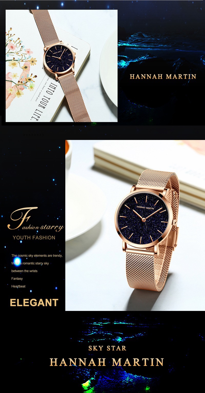 Uhrwerk Quarzuhr Sternenhimmel Damenuhr Lässige Gürteluhr Damen_voghion.com