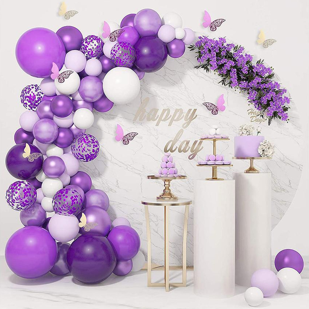 Cross-border metal purple balloon chain...