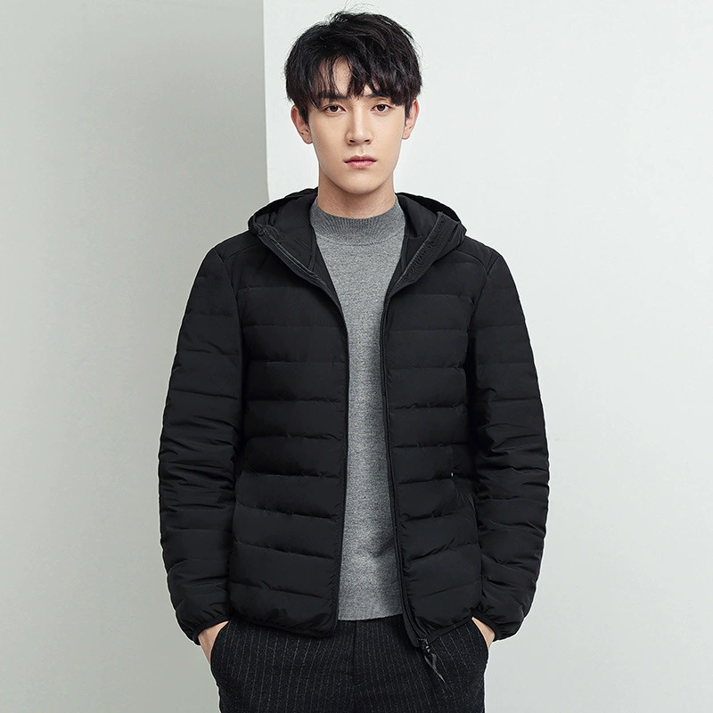 С капюшоном теплый бесшовный пуховик мужской зимний новый сплошной цвет свободный отдых спортивный тренд дикий пиджак