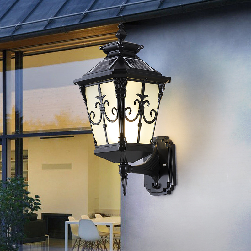 Lámpara de pared solar lámpara de pared al aire libre lámpara de entrada lámpara al aire libre puerta columna Villa impermeable jardín lámpara estilo americano