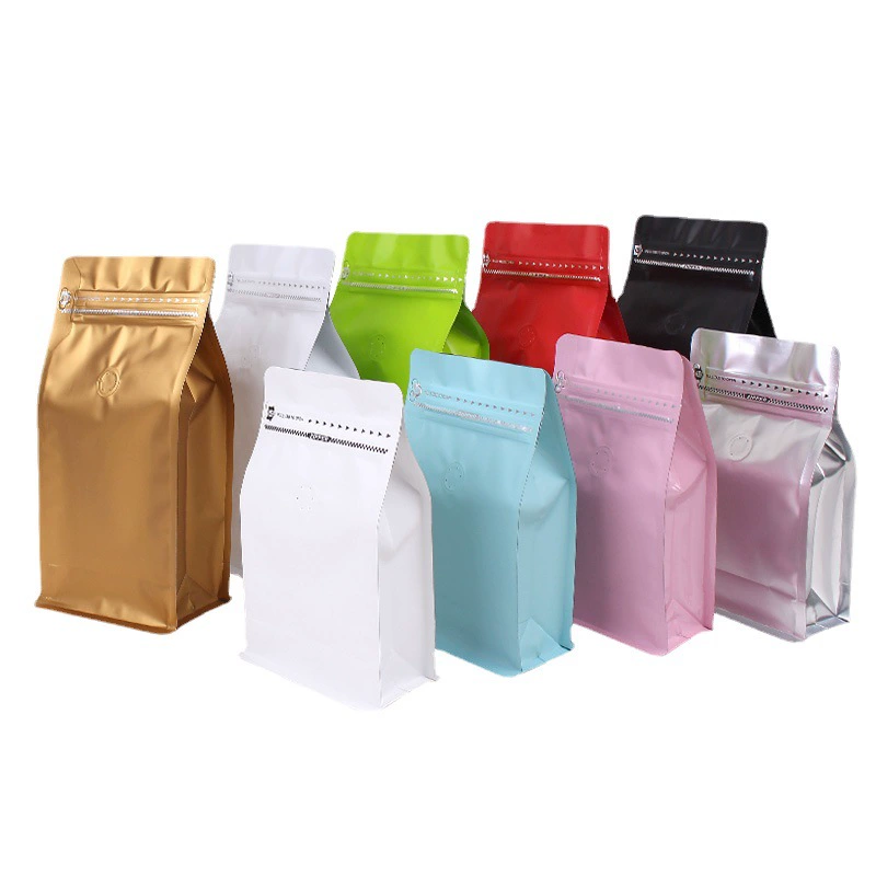 展飞 One pound coffee bean bag air valve kraft paper eight-side seal aluminum foil self-standing ziplock bag printed coffee packaging bag