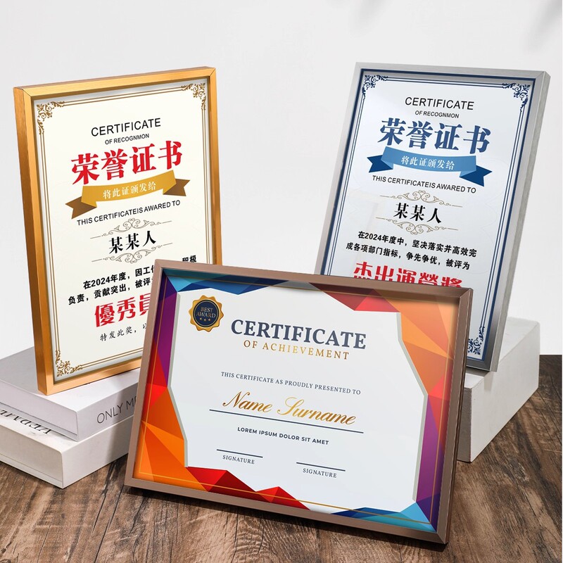 Metal Medal, Authorized Plaque, Document Book, Metal Photo Frame, Wooden Support, Franchise Agent Medal Plaque, Certificate of Merit