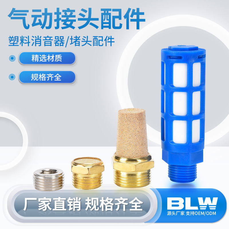 Gas Solenoid Valve with Pneumatic Flat Head Long Head Copper Silencer Bsl Plastic Plug Bslm-01/02/03/04