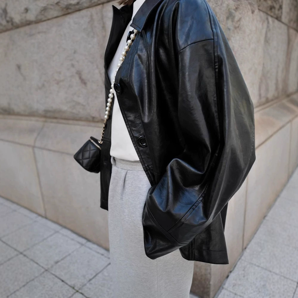Осенне-зимняя модная ретро-куртка в японском стиле ins blogger в уличном стиле из искусственной кожи, свободный силуэт, утягивающее пальто, топ для женщин