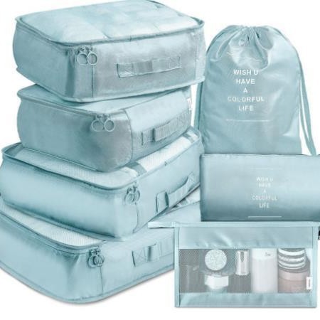 Set de bolsas de viaje de sarga, organizadores de ropa 6–8 piezas para maleta.