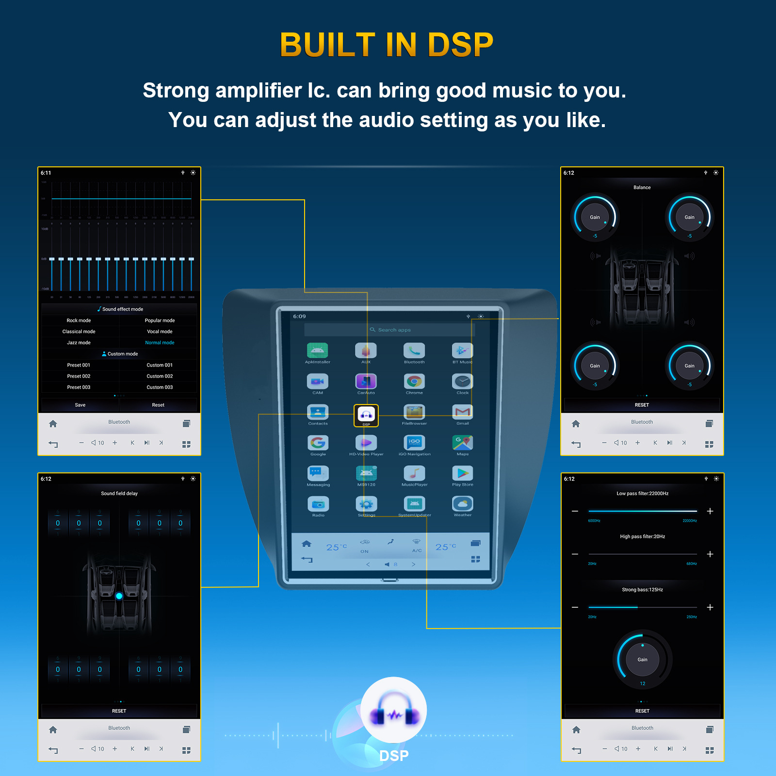 For 10.4 inch Vertical Screen Sagitar Center Control HD IPS Android Navigation