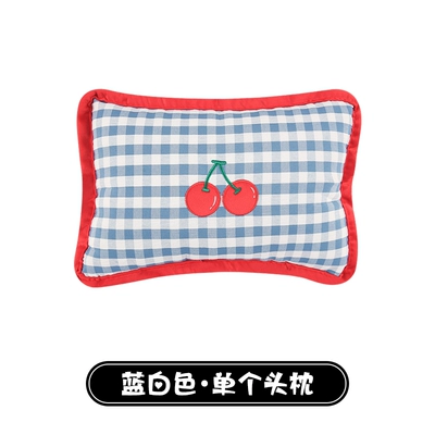 Cute Car Seat Pad, Non-Slip, Ventilated — Seat cushion, seat cover - 1-blue-and-white-plaid-cherry-headrest