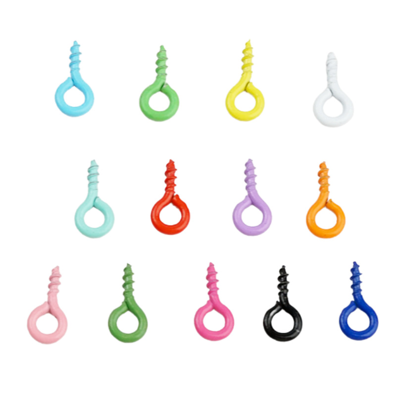 Accesorios de la joyería DIY 100 color spray pintura ovejas cuerno clavo tornillo ojo mirando teléfono caso colgante llavero