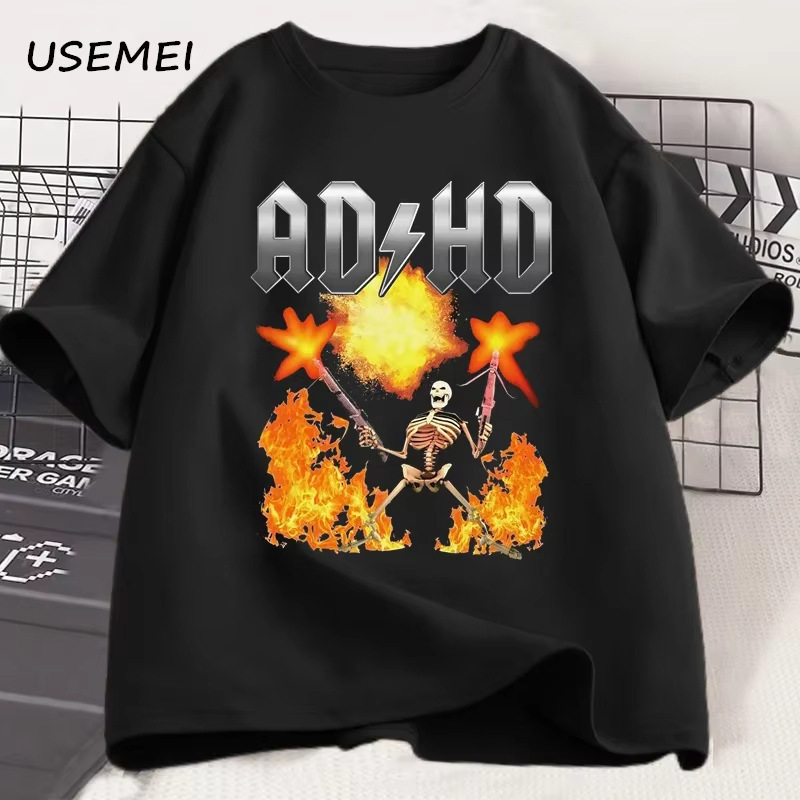 Funny Adhd Graphic t Shirt Mental Health Awareness Men Women Fashion Casual Tops Harajuku Clothing