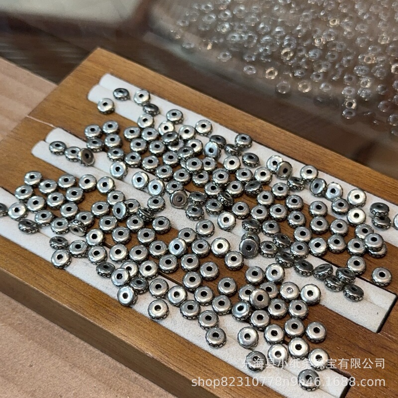 Old Silver Three-Seven Silver Mesh Flower Spacer DIY Accessories Handmade Materials Bracelet Beads Necklace Pendant Hand String Jewelry Accessories