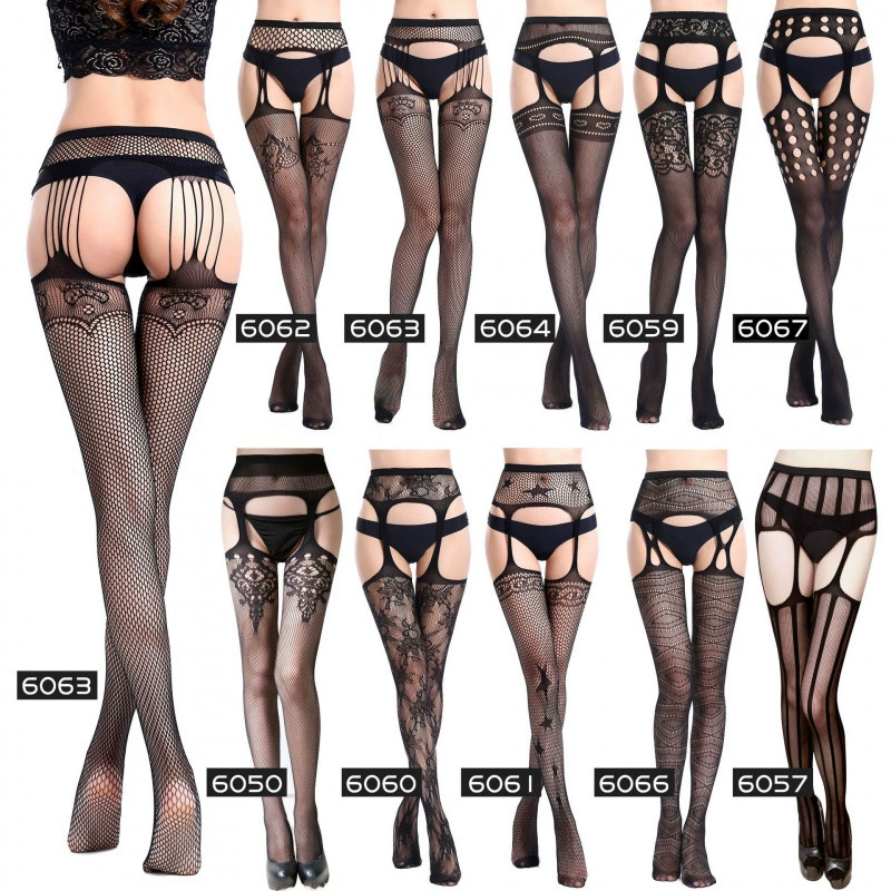 越蝶 Женский стиль sexy underwear одна пара полые висячие носки с цветными штанами ленивые колготки европейский и американский сетчатые носки 6057