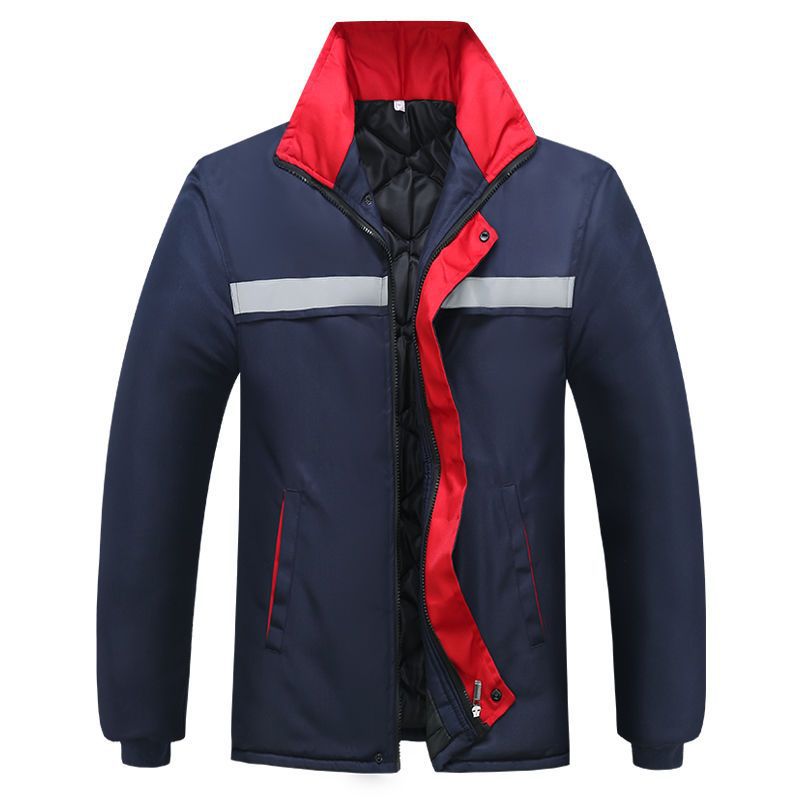 Chaqueta acolchada de algodón de invierno para hombre engrosada a prueba de frío chaqueta de rayas reflectantes cálida capa acolchada de algodón protección laboral al aire libre sitio de almacenamiento en frío soldadura chaqueta acolchada de algodón