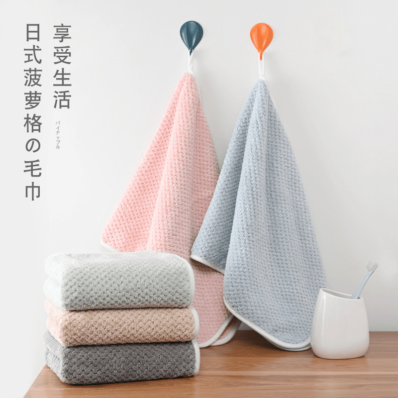 Toallas domésticas para lavar la cara absorción de agua no caer cabello mujeres y hombres coral pelusa baño más que algodón suave piña toallas