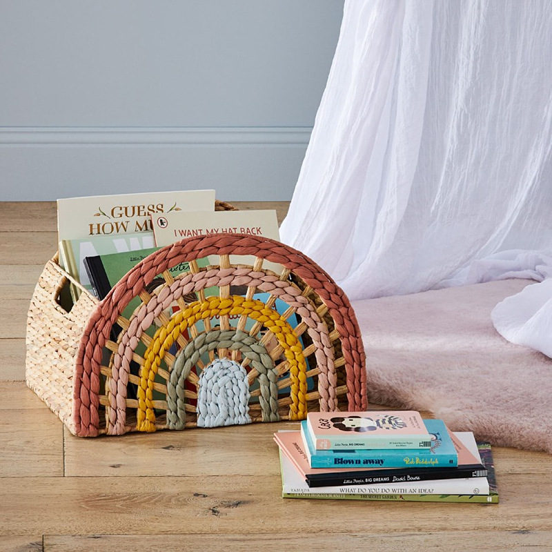 Cesta de almacenamiento transfronteriza de sauce Cesta de trenzado de hierba Cesta de almacenamiento semicircular con mango Cesta de almacenamiento